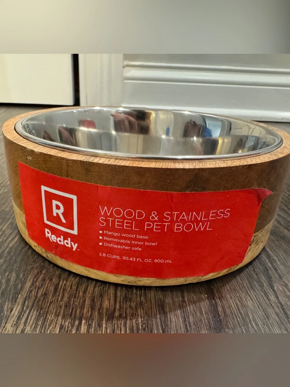 Reddy Wood & Stainless Steel Pet Bowl 3.8 cups